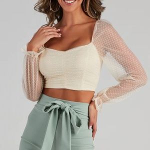 Cream Sweetheart Crop Top